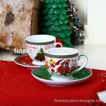 100CC New Bone China Christmas Coffee Cup and Saucer set